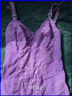 1950s vintage Full Body girdle. Open bottom Lavender Lace And Satin