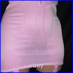 36D Pink Bra Girdle Briefer Shaper Lace Open Bottom Corselette Garters