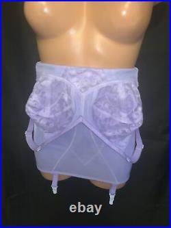 36 Lilac Purple Open Bottom Bra Girdle Garters One Pc Briefer Lace Soft Cup