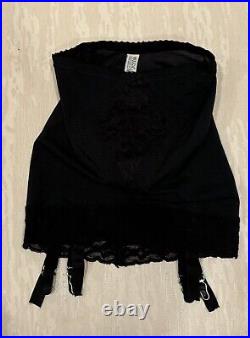 40's Vintage Olga (Happy Ending) Open Bottom Black Girdle & Garter Belt Size S