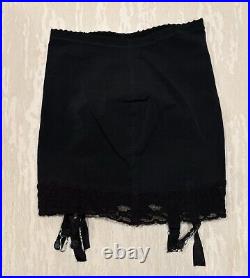 40's Vintage Olga (Happy Ending) Open Bottom Black Girdle & Garter Belt Size S