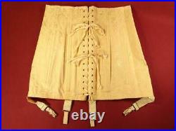 Antique Vintage Open Bottom Lace Up Corset Girdle With Garters Peachy Pink Sz 40