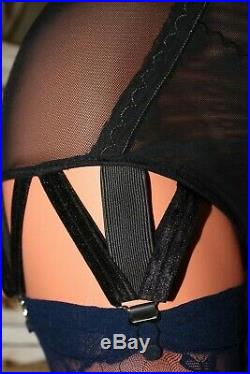 Black Spanky Tight Open Bottom Crotchless Girdle Metal Suspenders Size 12