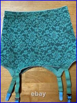 Crown-ette Vintage Green Open Bottom Girdle With Attached Garters Size M