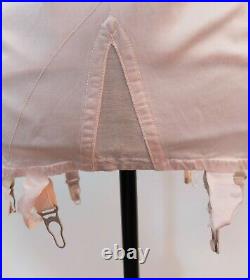 Flexees PINK SATIN 50s Vtg OPEN BOTTOM ALL-IN-ONE Shaper GIRDLE withGARTERS sz 40