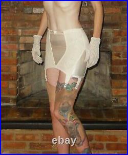 Ivory What Katie Did Open Bottom Girdle Garters & Stocking Set M pinup retro