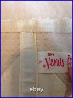 LOT of 2-NOS-Vintage-1950s White Satin Venus Panel Girdle Open Bottom 6 Gar Clip