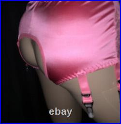 L Sensual SMOOTH SATIN Spandex Panty Girdle CROTCHLESS 6 Garters Open Bottom