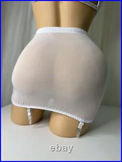 M 6 Glossy Satin Vtg Lingerie Open Bottom Girdle Garter Skirt Panty Bra Thong
