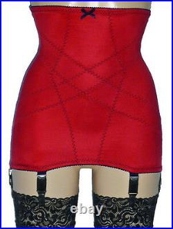 MissX Hi Waist Vintage Style 6 Strap Girdle RED NYLONZ Made In UK