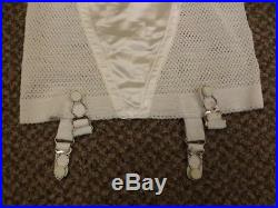 NEW Vtg 1950s Rubber Knit Satin Panel Open Bottom Girdle Garter Belt Shaper Sz S