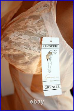 NOS! Vintage GRENIER Lingerie Nude Open Bottom Girdle All-in-one Garters 38C
