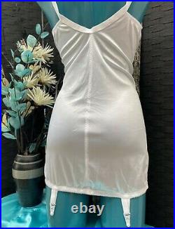 Open bottom girdle shaper corselette suspenders shiny nylon 40'' D cup large