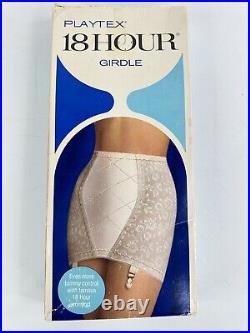 Playtex 18 Hour Open-Bottom White Rubber Girdle Floral 2XL NOS Vintage
