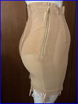 RARE Vintage 1940s Venus Twinette Peach Corset Girdle Skirt Open Bottom Garters