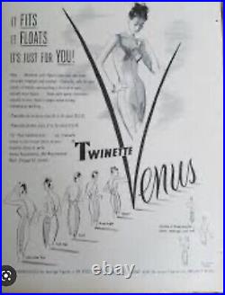 RARE Vintage 1940s Venus Twinette Peach Corset Girdle Skirt Open Bottom Garters