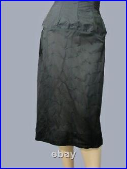 RARE VtgParadiseBlack Corselette Dress Sz 38 Open Bottom Garters Boned Bustier