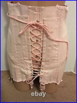 RARE Vtg OPEN BOTTOM GIRDLE CORSET Garters Size 28 M Medium Pink P. N. Sarong