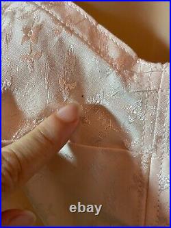 RARE Vtg XL 40 Rengo CORSELETTE Garters Open Bottom Corset Girdle Pink Brocade
