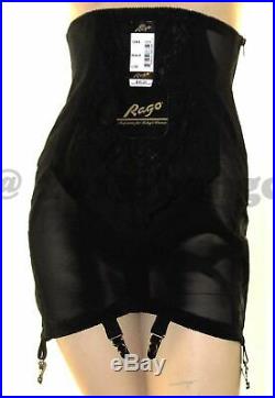 Rago 1294 High Waist Open Bottom Girdle 6 Metal Garters Side Zipper, Black, 8XL