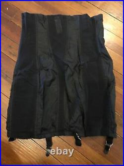Rago 1294 High Waist Open Bottom Girdle 6 Metal Garters Side Zipper, Black, XL