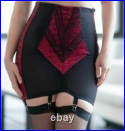 Rago 1294 Open bottom Girdle Red/Black garters & stockings Extra Firm Shaping
