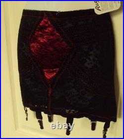 Rago 1357 Open bottom Girdle Black/Red garters & stockings Extra Firm Shaping