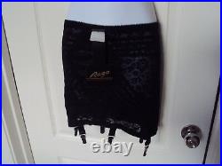 Rago 1357 Open bottom Girdle Black garters & stockings Extra Firm Shaping