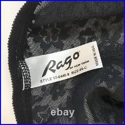 Rago 48C Black Lace Body Briefer Shapewear Open Bottom Wireless 6 Garters Retro