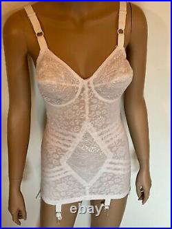 Rago 9357 Body Briefer Extra Firm Open Bottom Garters Shaping Girdle White 36C