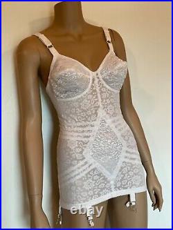 Rago 9357 Body Briefer Extra Firm Open Bottom Garters Shaping Girdle White 36C