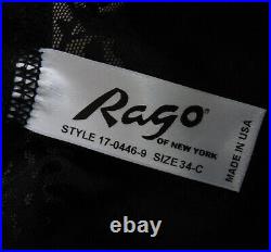 Rago Lacette Open Bottom Body Briefer Black size 34B