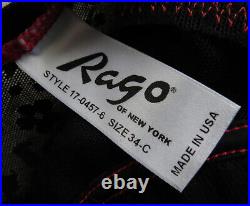 Rago Lacette Open Bottom Body Briefer Red/Black size 34C