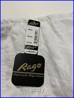 Rago White 4X/38 High Waist Side Zip Garter Girdle Shapewear Open Bottom 1294