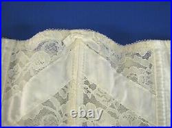 SEARS White Lace Trim CORSET GIRDLE OPEN BOTTOM withGarter Tabs VINTAGE sz 28