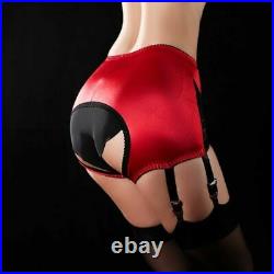 S-3XL Open Bottom Crotchless Girdle panty Garter 6 Straps Metal Clips Suspenders