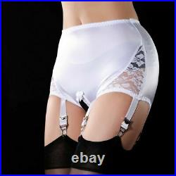 S-3XL Open Bottom Crotchless Girdle panty Garter 6 Straps Metal Clips Suspenders
