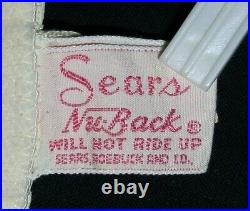 Sears Nuback White Satin Taffeta Boned Open Bottom Girdle Corset Garters Sz 34