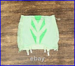 VTG 60s Rago of New York Women 8 Girdle Sexy Garter Tabs Open Bottom Green