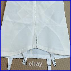 VTG Formfit Rogers Cream Girdle Skirt 4 Garter Belt Straps Open Bottom Metal MED