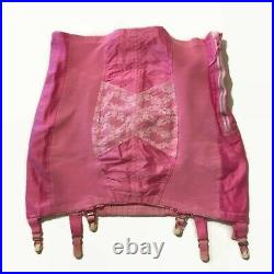 VTG Pink Young Smoothie The Strouse Adler Co Open Bottom Girdle With Garters Sz M