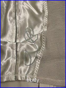 Vintage 1940's White Embroidered Satin Panel Open Girdle 4 Garter NEW Old Stock