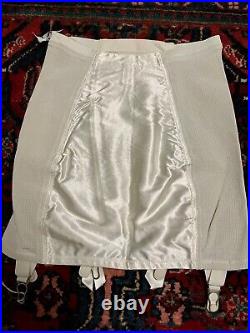 Vintage 1950's White Satin Girdle Open Bottom Garters Applique NEW Old Stock