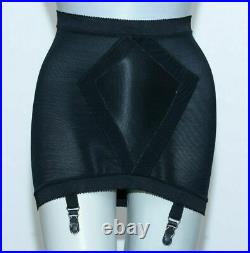 Vintage 1950s 1960s Exquisiteform Black Satin Open Bottom Girdle Skirt XS