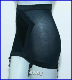 Vintage 1950s 1960s Exquisiteform Black Satin Open Bottom Girdle Skirt XS