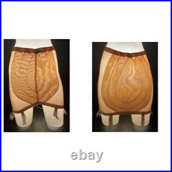 Vintage 1980's VANITY FAIR Beige Open Bottom Girdle with 6 Garters & Ribbons XL