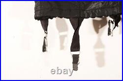 Vintage 50s 60s Open Bottom Girdle Garter Straps Lace Zipper Black Corset 32