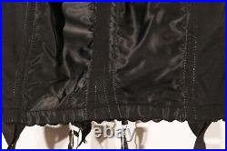 Vintage 50s 60s Open Bottom Girdle Garter Straps Lace Zipper Black Corset 32