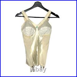 Vintage 50s Cream Full Open Bottom Girdle With Garters Small