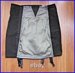 Vintage 50s Open Bottom Girdle withNu-Low Garters Black/Silver GreyZipper Sz Sm